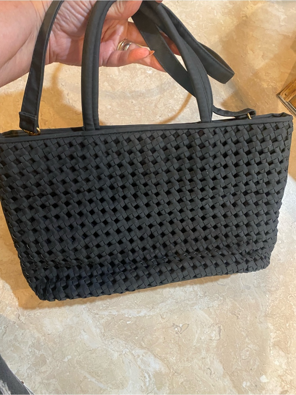 Amanda Smith Black Woven Crossbody Bag